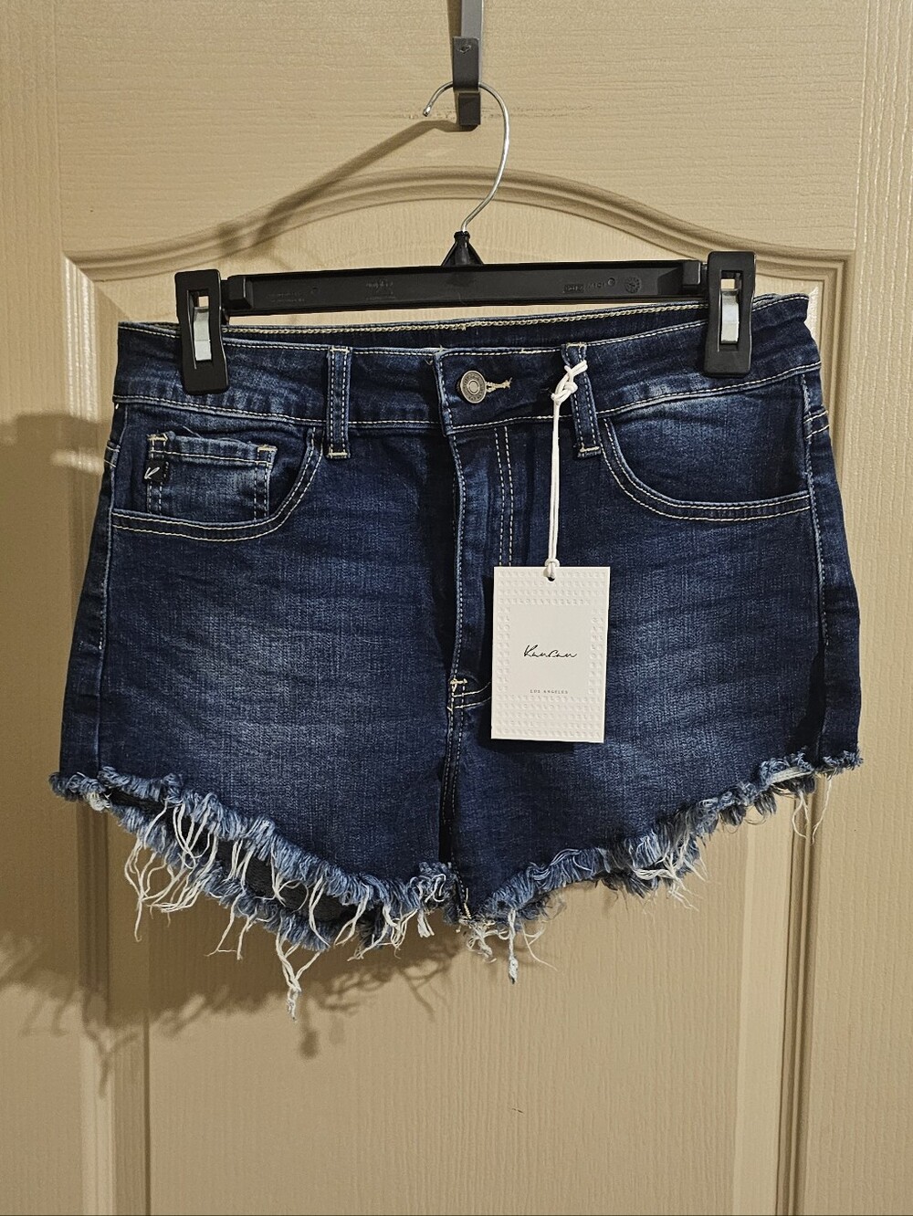 NWT KanCan Dark Wash Denim Cut-off Shorts With Frayed Raw Hem Size 9 Or 28